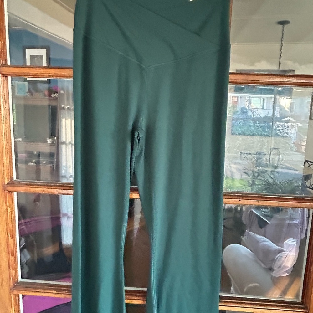 Aerie Green Offline Crossover Flare Pants